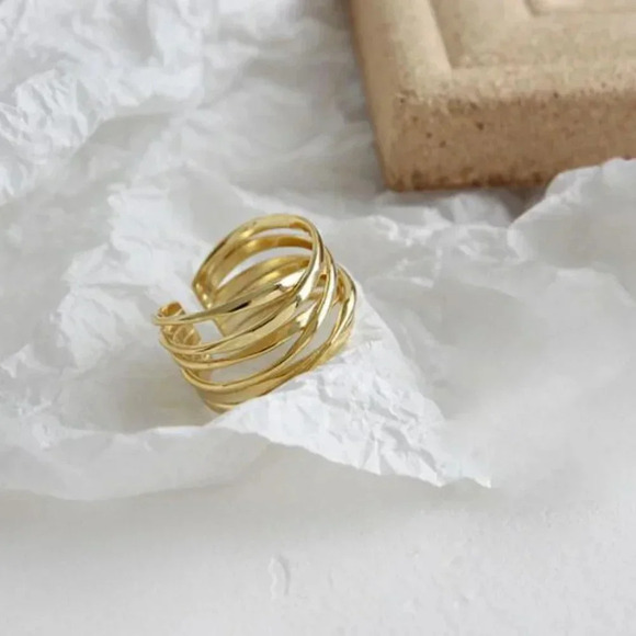 Minimalist 925 Sterling Silver Adjustable Gold - Picture 3 of 6